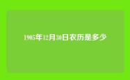 1905年12月30日农历是多少