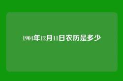 1904年12月11日农历是多少
