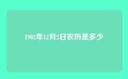 1902年12月2日农历是多少