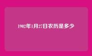 1902年1月27日农历是多少