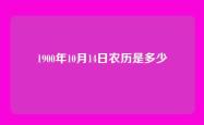 1900年10月14日农历是多少