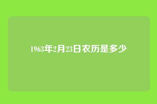 1963年2月23日农历是多少
