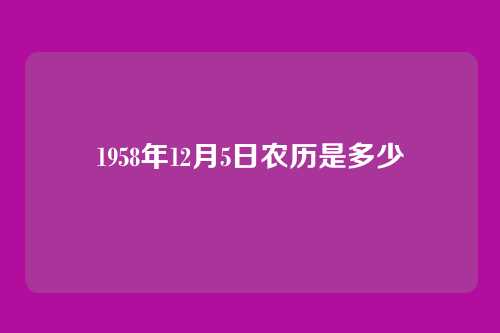 1958年12月5日农历是多少
