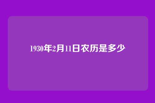 1930年2月11日农历是多少
