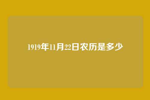 1919年11月22日农历是多少
