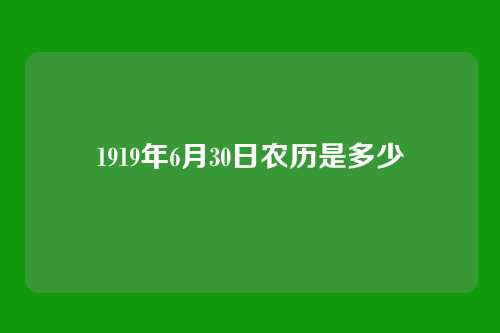 1919年6月30日农历是多少