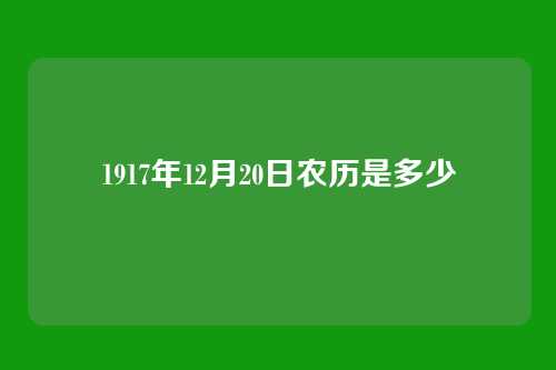 1917年12月20日农历是多少