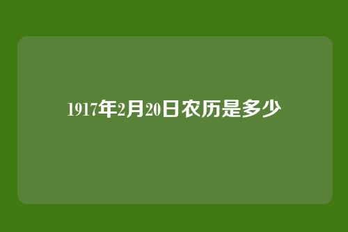 1917年2月20日农历是多少