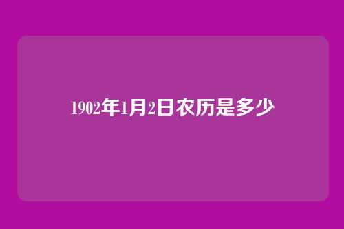 1902年1月2日农历是多少