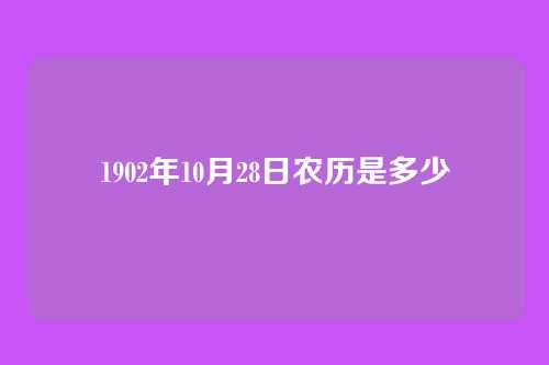 1902年10月28日农历是多少