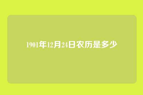 1901年12月24日农历是多少
