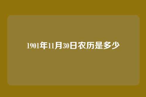 1901年11月30日农历是多少