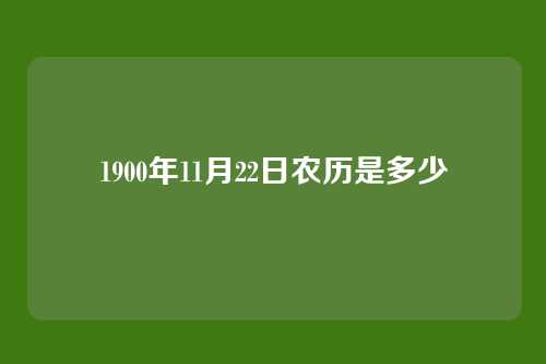 1900年11月22日农历是多少